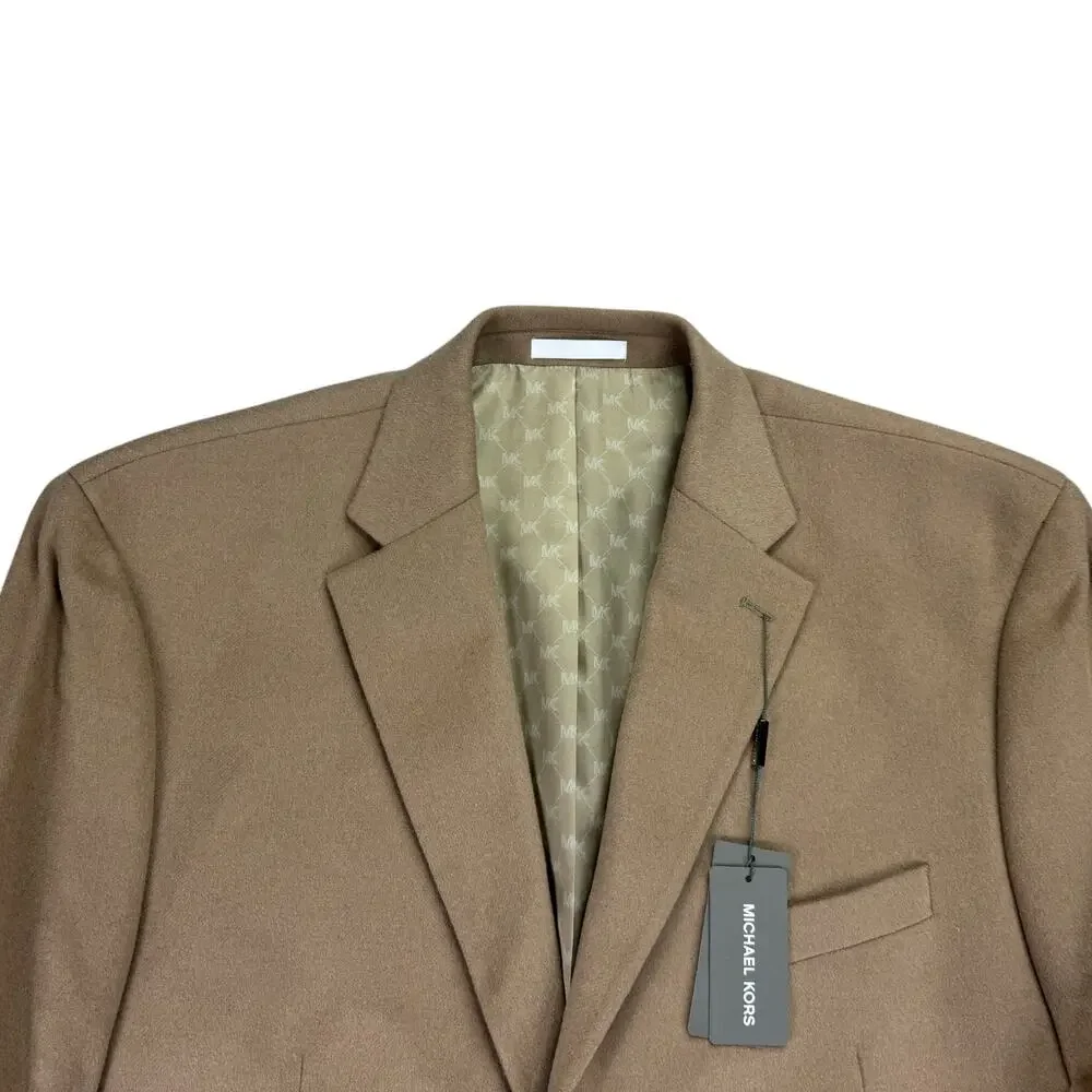 Michael Kors Mens Kipp Wool Cashmere Luxury Classic Fit Sport Coat Tan 48R